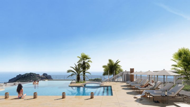 Fantastische Wohnungen mit 1 Schlafzimmern, 1 Badezimmer, Klimaanlage, Tiefgaragenstellplatz, Gemeinschaftspool und Meerblick