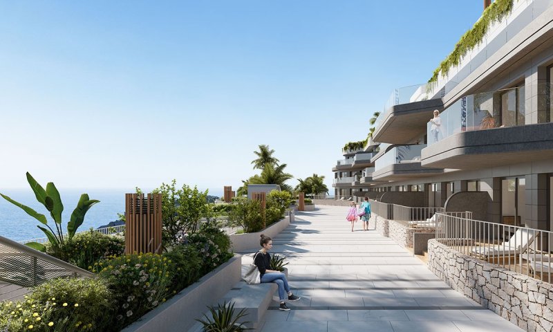 Fantastische Wohnungen mit 1 Schlafzimmern, 1 Badezimmer, Klimaanlage, Tiefgaragenstellplatz, Gemeinschaftspool und Meerblick