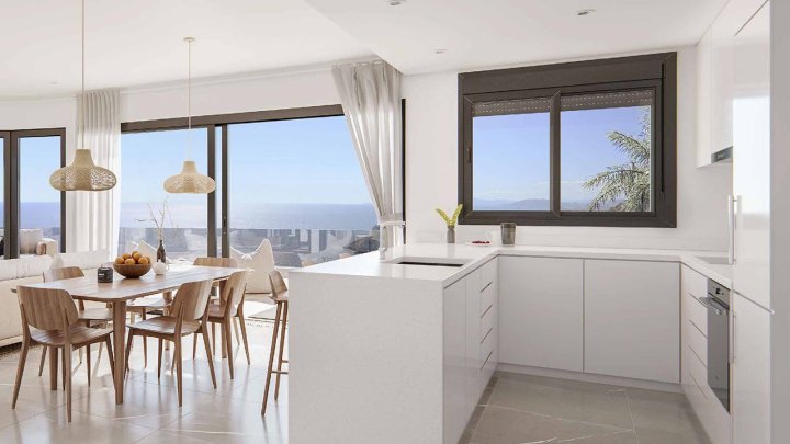 Fantastische Wohnungen mit 1 Schlafzimmern, 1 Badezimmer, Klimaanlage, Tiefgaragenstellplatz, Gemeinschaftspool und Meerblick