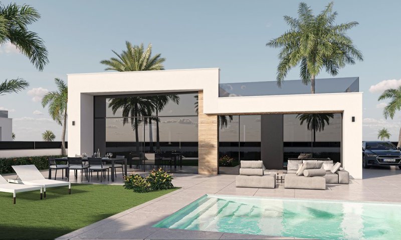 Villen mit 2 Schlafzimmern, 2 Bädern, Dachterrasse, Vorinstallation Klimaanlage und optionalem Privatpool im Condado de Alhama Golf Resort