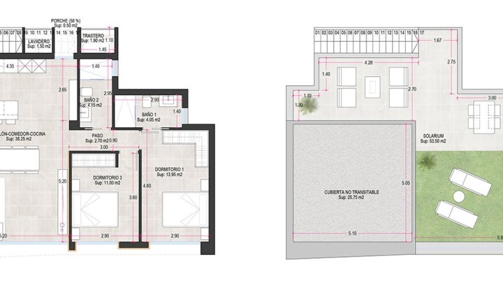 Villen mit 2 Schlafzimmern, 2 Bädern, Dachterrasse, Vorinstallation Klimaanlage und optionalem Privatpool im Condado de Alhama Golf Resort