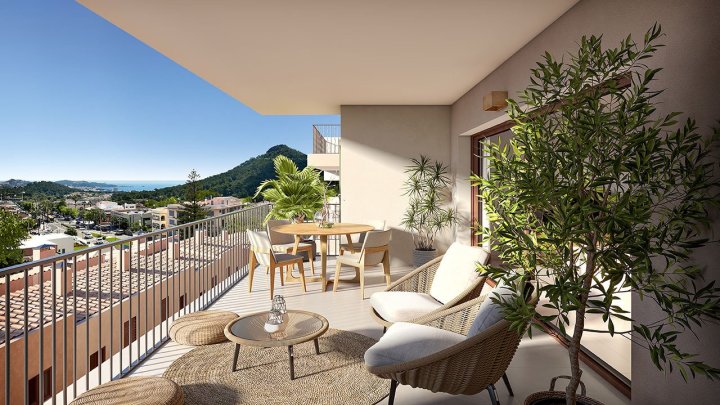 Penthouse-Wohnungen mit 2 Schlafzimmern, 2 Bädern, Dachterrasse, Klimaanlage, Gemeinschaftspool, Tiefgaragenstellplatz und Meerblick