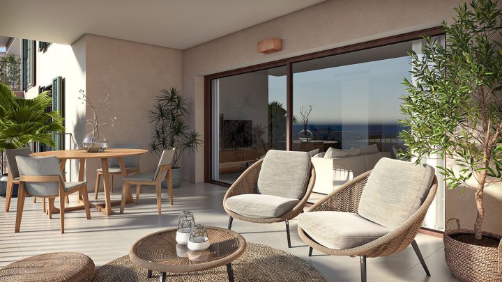 Penthouse-Wohnungen mit 2 Schlafzimmern, 2 Bädern, Dachterrasse, Klimaanlage, Gemeinschaftspool, Tiefgaragenstellplatz und Meerblick