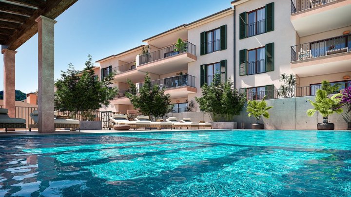 Reihenhäuser mit 2 Schlafzimmern, 2 Bädern, Klimaanlage, Gemeinschaftspool, Tiefgaragenstellplatz und Meerblick
