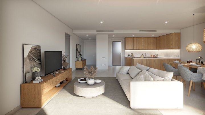 Reihenhäuser mit 2 Schlafzimmern, 2 Bädern, Klimaanlage, Gemeinschaftspool, Tiefgaragenstellplatz und Meerblick