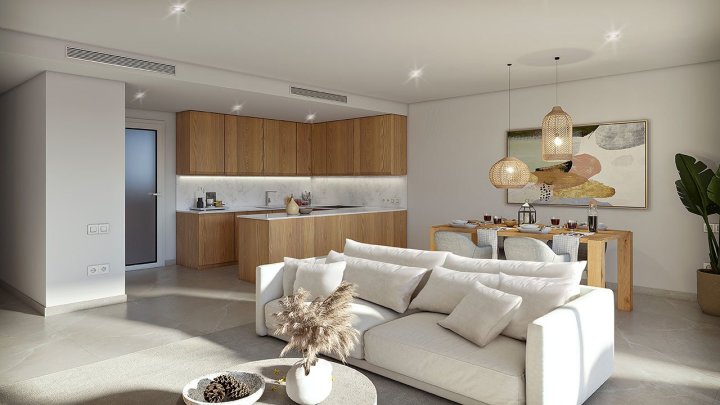 Reihenhäuser mit 2 Schlafzimmern, 2 Bädern, Klimaanlage, Gemeinschaftspool, Tiefgaragenstellplatz und Meerblick