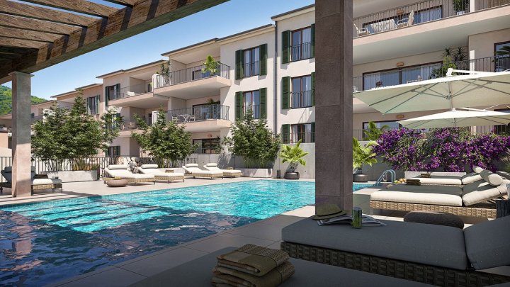 Reihenhäuser mit 2 Schlafzimmern, 2 Bädern, Klimaanlage, Gemeinschaftspool, Tiefgaragenstellplatz und Meerblick