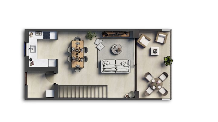 Reihenhäuser mit 2 Schlafzimmern, 2 Bädern, Klimaanlage, Gemeinschaftspool, Tiefgaragenstellplatz und Meerblick