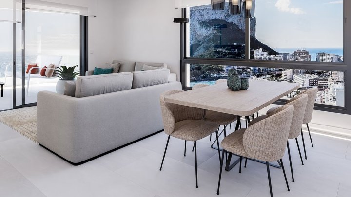 Wohnungen mit 1 Schlafzimmer, 1 Bad, Klimaanlage, Fußbodenheizung in Bädern, Kfz-Stellplatz und Meerblick in erster Linie am Strand