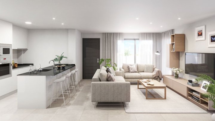 Obergeschoss-Wohnungen mit 3 Schlafzimmern, 2 Bädern, Dachterrasse und Gemeinschaftspool