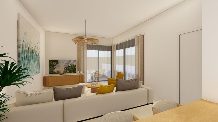 Reihenhaus-Villen mit 3 Schlafzimmern, 3 Bädern, Dachterrasse, Küchen mit Elektrogeräten, Privatpool und Kfz-Stellplatz nur 1,3 km vom Strand