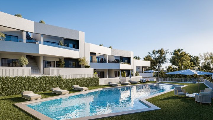 Komfortable Obergeschoss-Wohnungen mit 2 Schlafzimmern, 2 Badezimmern, privater Dachterrasse und Gemeinschaftspool