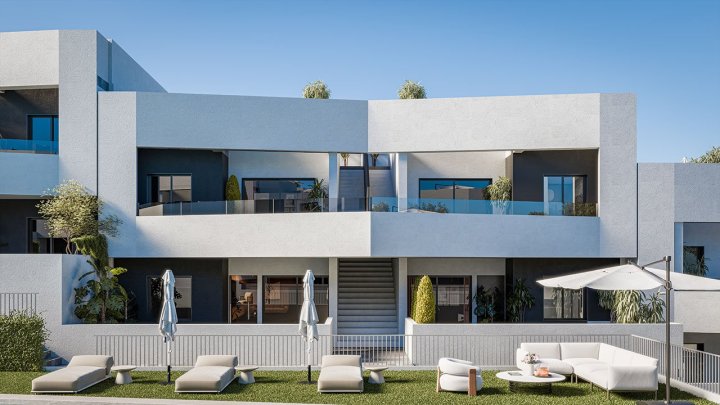 Komfortable Obergeschoss-Wohnungen mit 3 Schlafzimmern, 2 Badezimmern, privater Dachterrasse und Gemeinschaftspool