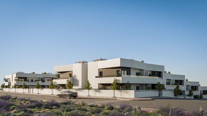 Komfortable Obergeschoss-Wohnungen mit 3 Schlafzimmern, 2 Badezimmern, privater Dachterrasse und Gemeinschaftspool