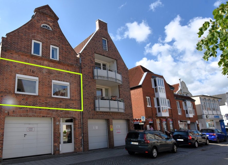 Häuserreihe Ansicht markiert