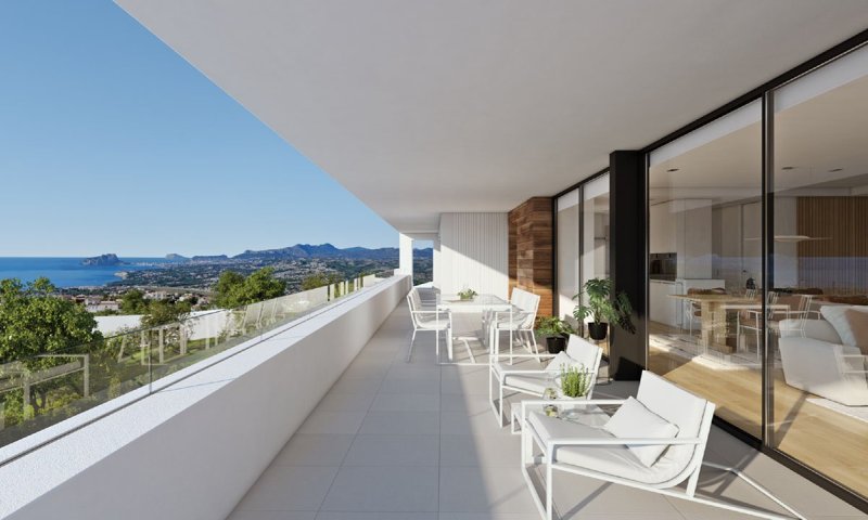 Luxusvilla mit 3 Schlafzimmern, 2 Bädern, 2 Gäste-WC, Untergeschoss, Klimaanlage, Fußbodenheizung, Privatpool und Meerblick
