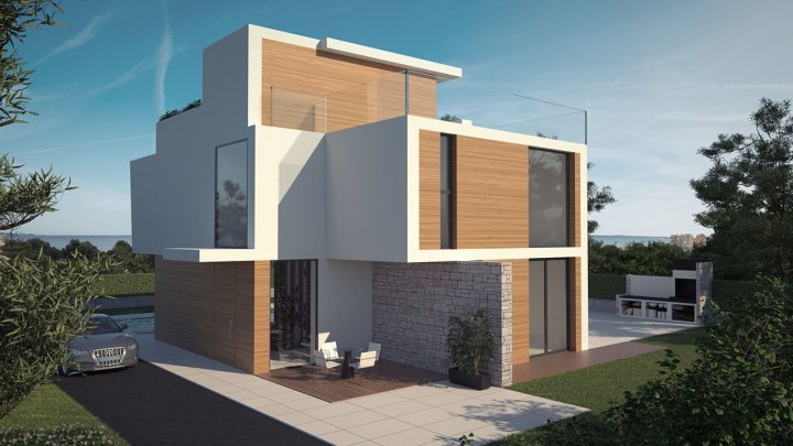 Exklusive Villen mit 3 - 4 Schlafzimmern, 3 - 4 Bädern, 1 Gäste-WC, Dachterrasse und Privatpool nur 600 m vom Strand