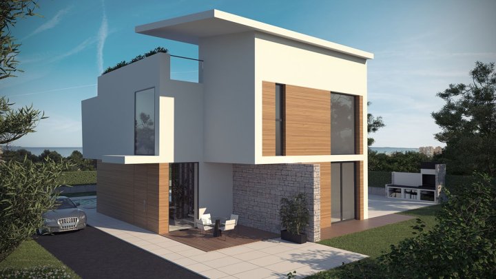 Exklusive Villen mit 3 - 4 Schlafzimmern, 3 - 4 Bädern, 1 Gäste-WC, Dachterrasse und Privatpool nur 600 m vom Strand