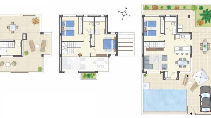 Wunderschöne und komfortable 4-Zimmer-Villen mit doppelter Raumhöhe und Privatpools