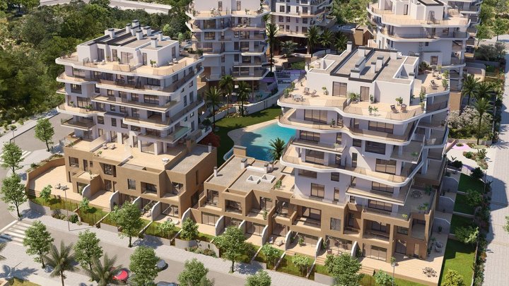 Wunderschöne Maisonette-Wohnungen mit 3 Schlafzimmern und Meerblick in Wohnanlage mit Außen- sowie beheiztem Innenpool nur 300 m vom Strand