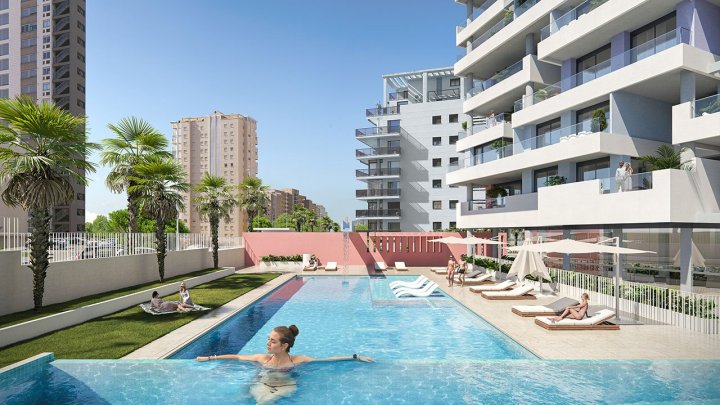 Fantastische Wohnungen mit 3 Schlafzimmern, 2 Badezimmern, Klimaanlage, Tiefgaragenstellplatz, Gemeinschaftspool und Meerblick